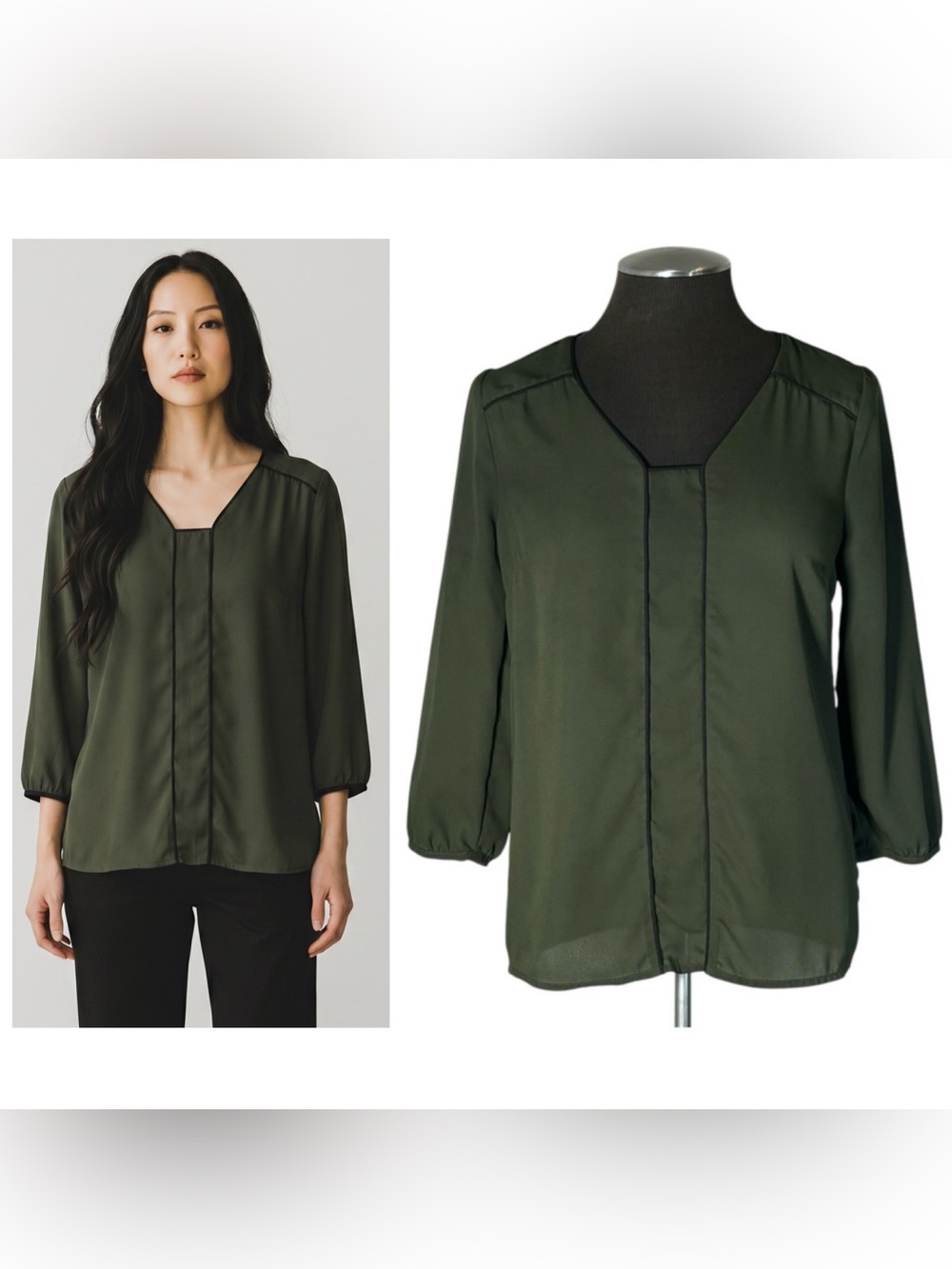 🆕 Skies are Blue – Green ¾ Sleeve Pullover Top – Stitch Fix – Extra Small XS